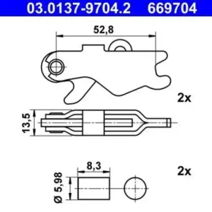 Zertifiziert ATE Zubehörsatz, Feststellbremsbacken Spreizschloss 03.0137-9704.2