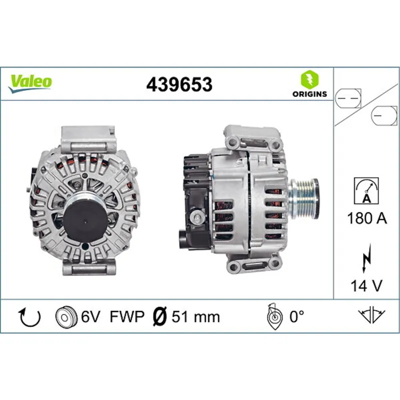 Valeo Lichtmaschine Generator 180 A passend für Mercedes GLK Vito E Klasse Mixto 439653 Must-Have