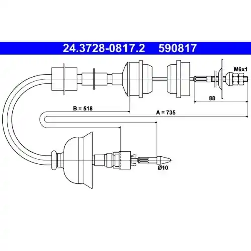 Begrenztes Angebot ATE Seilzug, Kupplungsbetätigung 24.3728-0817.2