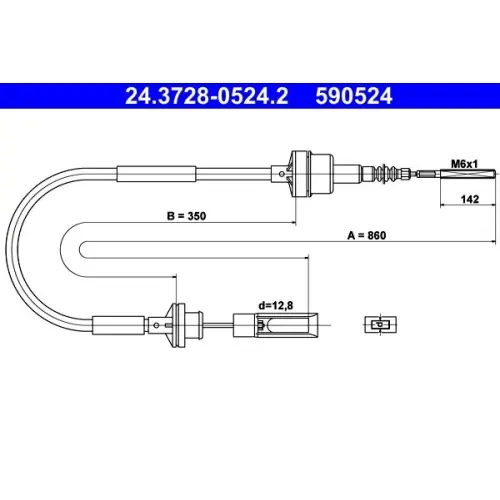 Echt ATE Seilzug, Kupplungsbetätigung 24.3728-0524.2