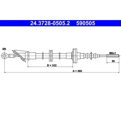ATE Seilzug, Kupplungsbetätigung 24.3728-0505.2 Preisreduziert